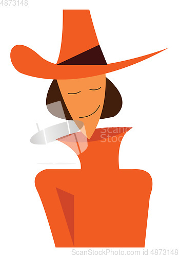 Image of Woman in orange winter clothes vector or color illustration