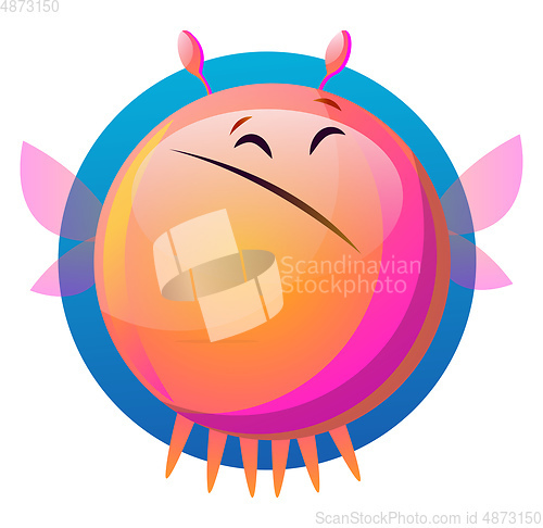 Image of Sad pink cartoon monster vector illustartion on white background