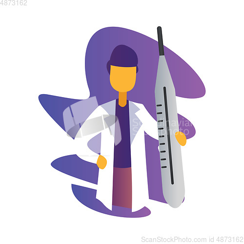 Image of Simple vector occupation illustration of a doctor in front of pu