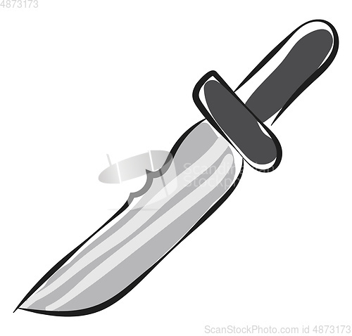 Image of Drawing of a black knife pointing downward vector or color illus