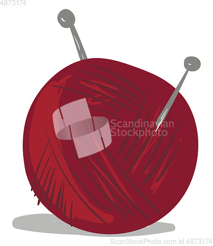 Image of Clipart of a red-colored wool ball vector or color illustration