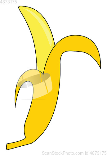 Image of Cartoon yellow banana vector illustration on white background