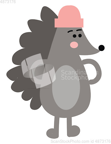Image of The hedgehog with the pink hat looks cute vector or color illust