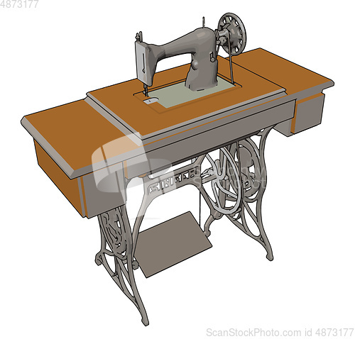 Image of Vintage manual sewing machine vector illustration on white backg