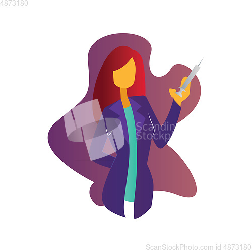 Image of Female doctor with an injection modern vector character illustra