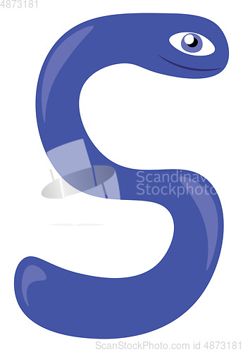 Image of Blue snake shaped S alphabet vector or color illustration