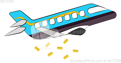 Image of Golden parcels dropping from jet plane vector or color illustrat