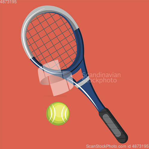 Image of Tennis Bat and Ball vector color illustration.