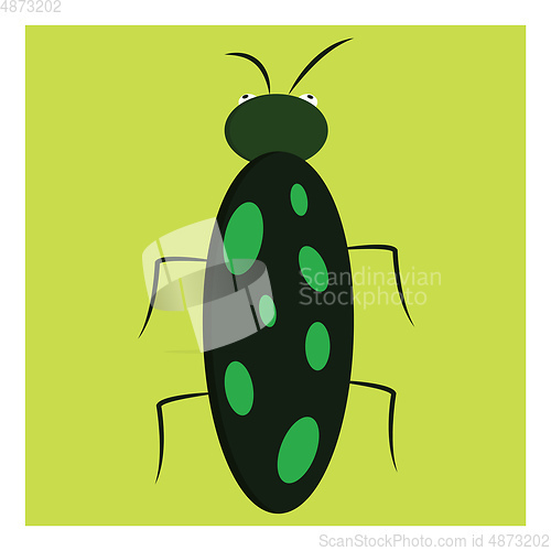 Image of Dark green bug with light green dots vector illustration on whit