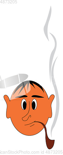 Image of Man smoking pipe vector illustration on white background 