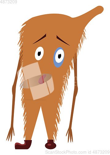Image of Emoji of a sad brown-colored monster set on isolated white backg
