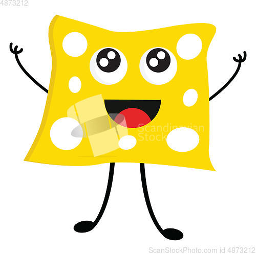 Image of Caricature of a smiling cheese vector illustration on white back