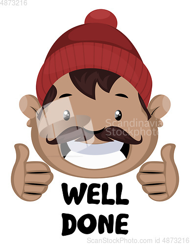 Image of Man is feeling showing well done with hands, illustration, vecto