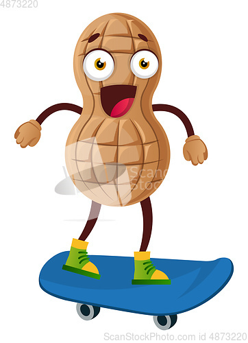 Image of Peanut riding skateboard, illustration, vector on white backgrou