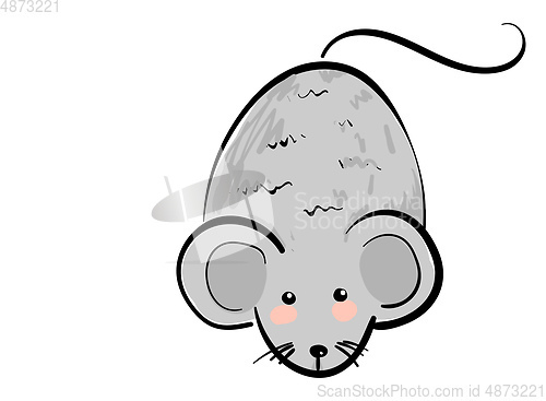 Image of Cartoon cute little mouse set on isolated white background viewe