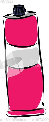 Image of Pink paint tube with white label vector illustration on white ba