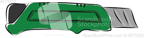 Image of Retractable scalpel knife with green handle illustration vector 