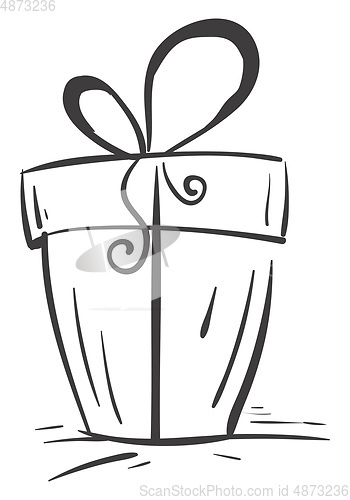 Image of Sketch of a beautiful present box in black and white color and t