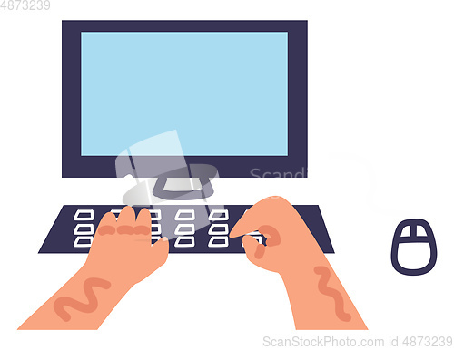 Image of Man typing on keyboard vector illustration 