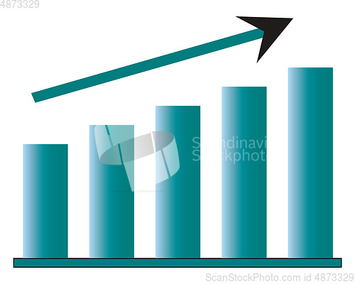 Image of A graphic bar chart and arrow representing upward growth vector 