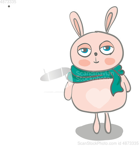 Image of A hare with beautiful blue eyes is in its winter clothes by wear
