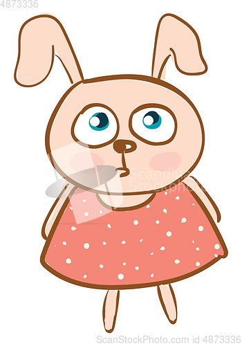 Image of A baby hare wearing a lovely pink polka dotted dress vector colo