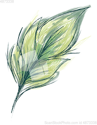 Image of Feather with green threads vector or color illustration