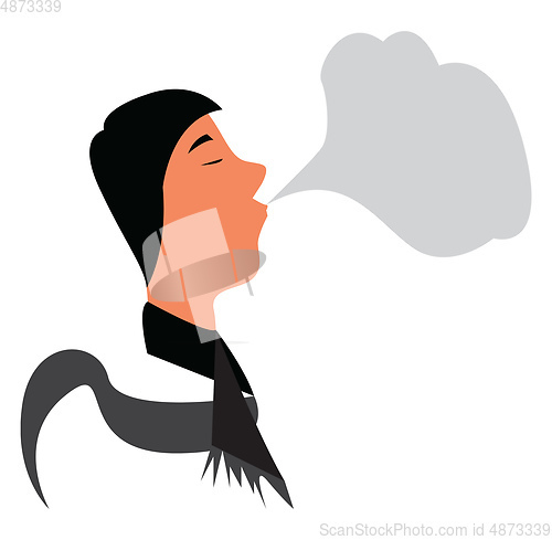 Image of A man with smoke symbolizing he was smoking a cigarette vector c