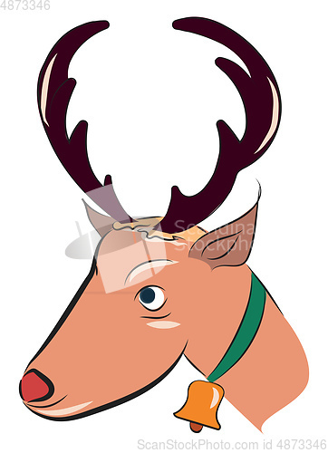 Image of Reindeer with golden bell vector or color illustration