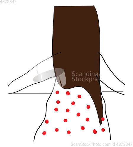 Image of Brunette in polka dot dress 