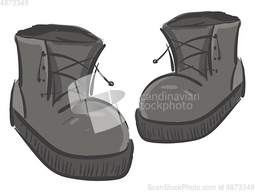 Image of A pair of grey boots vector or color illustration