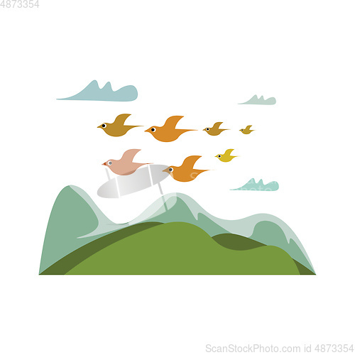 Image of Flock of birds vector or color illustration