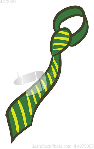 Image of A striped green and yellow tie vector or color illustration