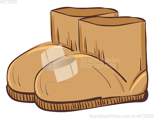 Image of Brown-colored cartoon UGG winter boots vector or color illustrat