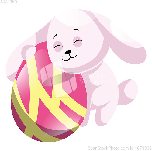 Image of Rosy easter rabbit hugging pink easter egg illustration web vect