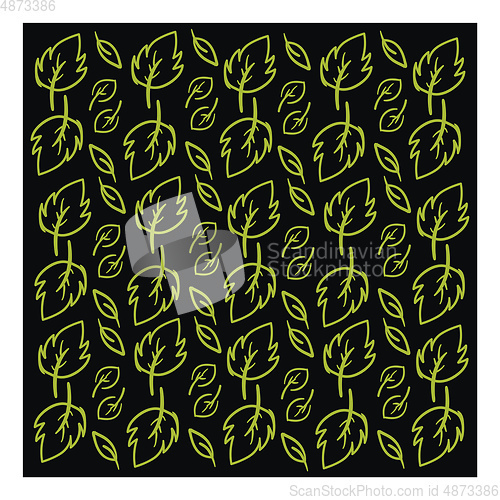 Image of Green leaves texture on black background vector illustration wit