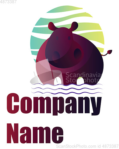 Image of Deep purple hippo vector logo design on a white background