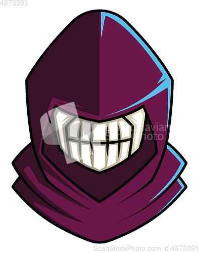 Image of Skull wearing the purple hood  illustration vector on white back