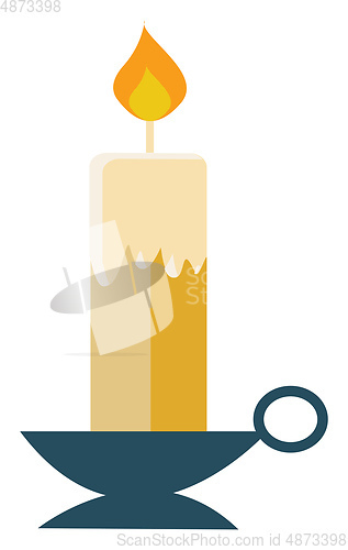 Image of A glowing candle on candle stand with a finger holder vector col