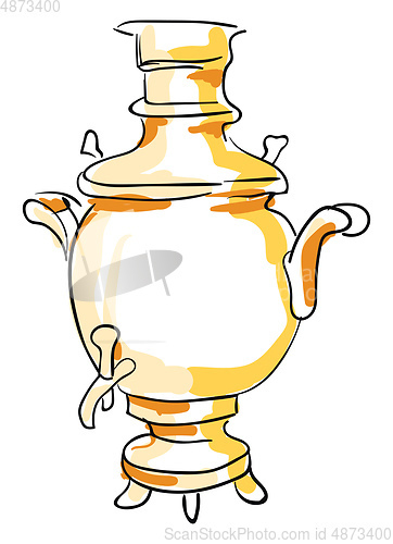 Image of Sketch of a samovar set on isolated white background vector or c