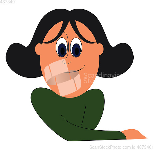 Image of Cartoon funny girl in a green sweater vector or color illustrati