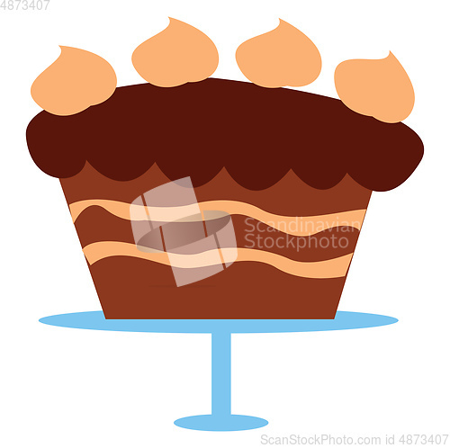 Image of Drawing of a brown chocolate cake vector or color illustration