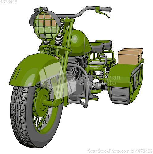 Image of 3D vector illustration on white background  of a military motorc