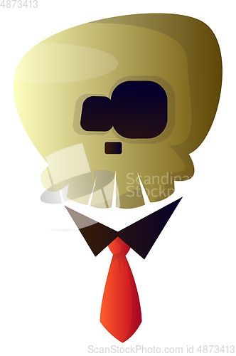 Image of Cartoon skull with tie vector illustartion on white background