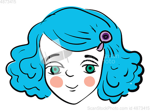 Image of A girl with blue hair and green eyes looks beautiful vector or c