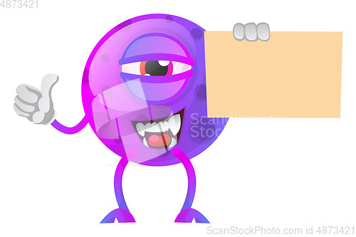 Image of Monster holding a paper and thumb up illustration vector on whit