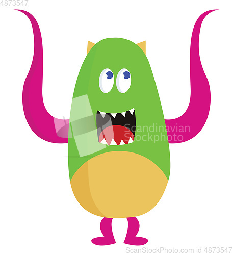 Image of The happy tiny ear monster vector or color illustration