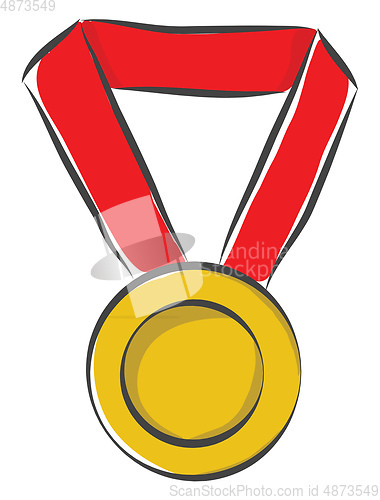 Image of A cartoon gold medal vector or color illustration