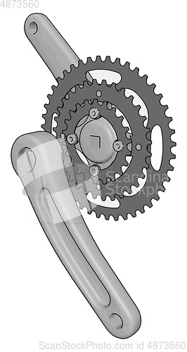 Image of Grey bike chain rings with pedal crank arms vector illustration 