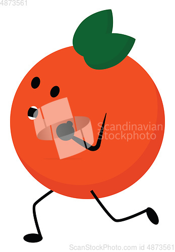 Image of Emoji of a running orange fruit vector or color illustration